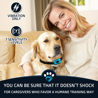 Anti Bark Collar - No Shock Training Dog Collar - Humane with Vibration and Sound Barking Collar for Small Medium Large Dogs 5-100Lbs - 2 Pack Blue Orange (Battery)