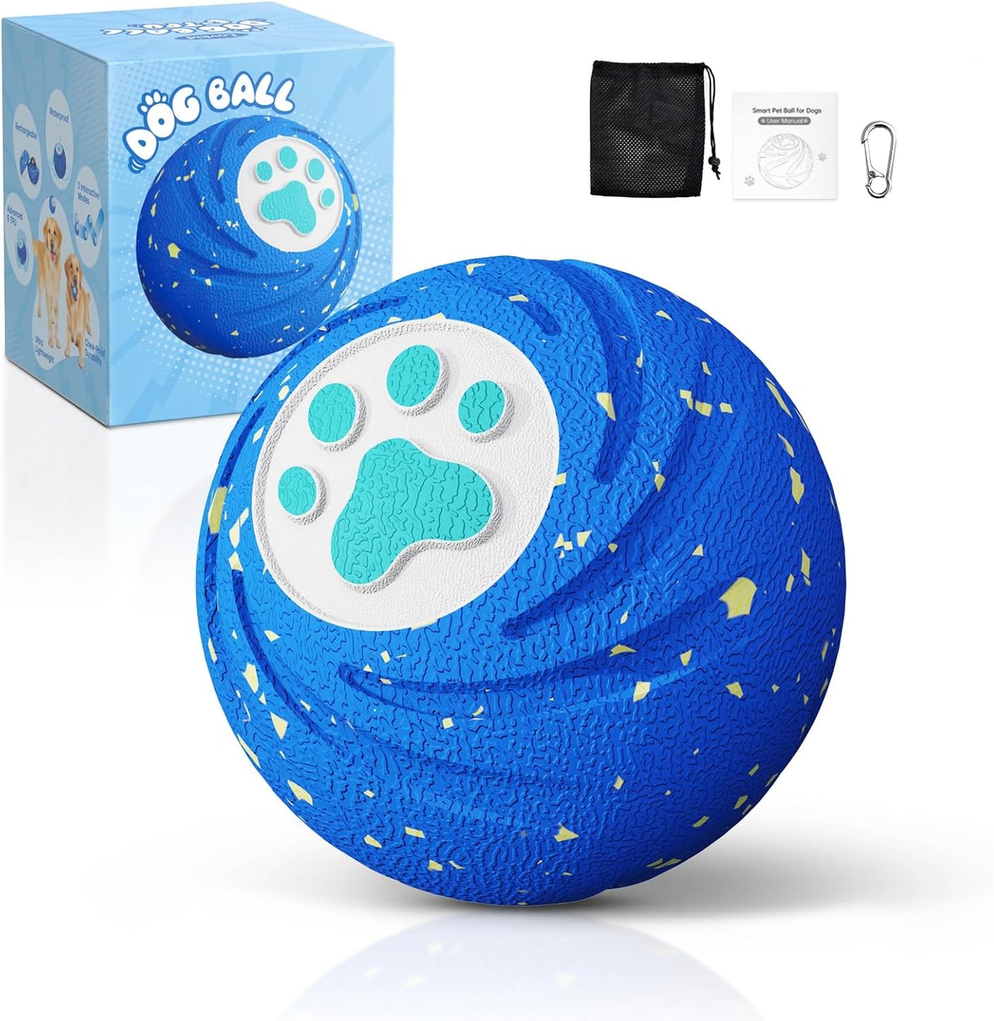 PupPursuit Power Ball Smart Interactive Dog Toys - Interactive Dog Ball for Medium & Large Dogs Durable E-TPU Dog Toy - Motion Activated Rolling Ball 