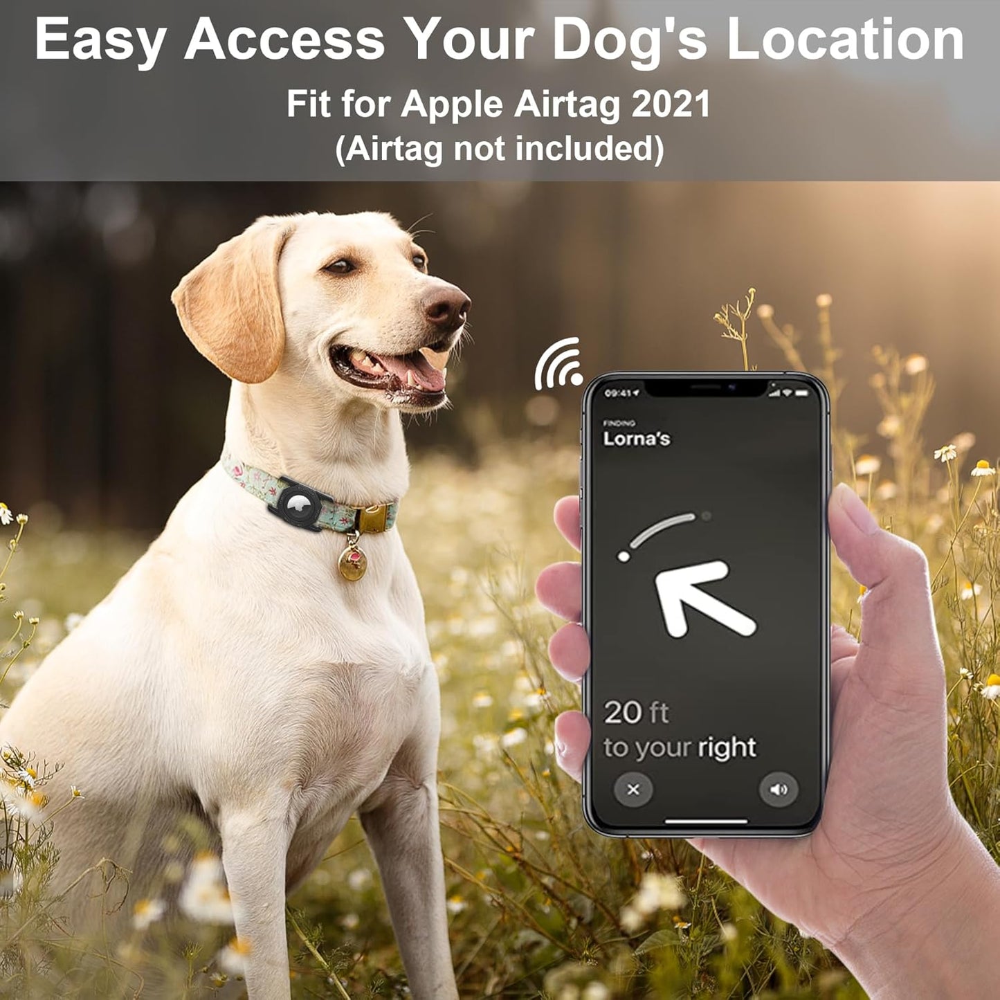 Airtag Holder for Dog Collar, [1 Pack] Waterproof Dog Collar Airtag Holder, Soft Silicone Full-Body Protective Anti-Lost Air Tag Case, Ultra-Durable, Easy Installation, Lightweight, Black