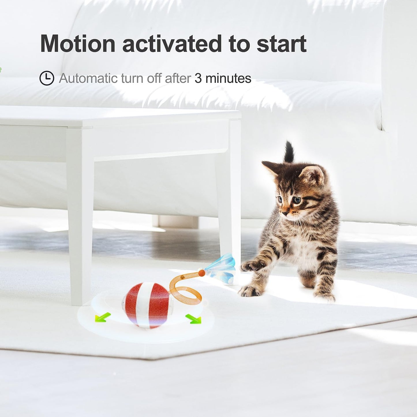 The MeowZoom Chase Orb - Interactive Cat Toys for Indoor Cats, Agile Moving Cat Ball with Elastic Mesh Tail