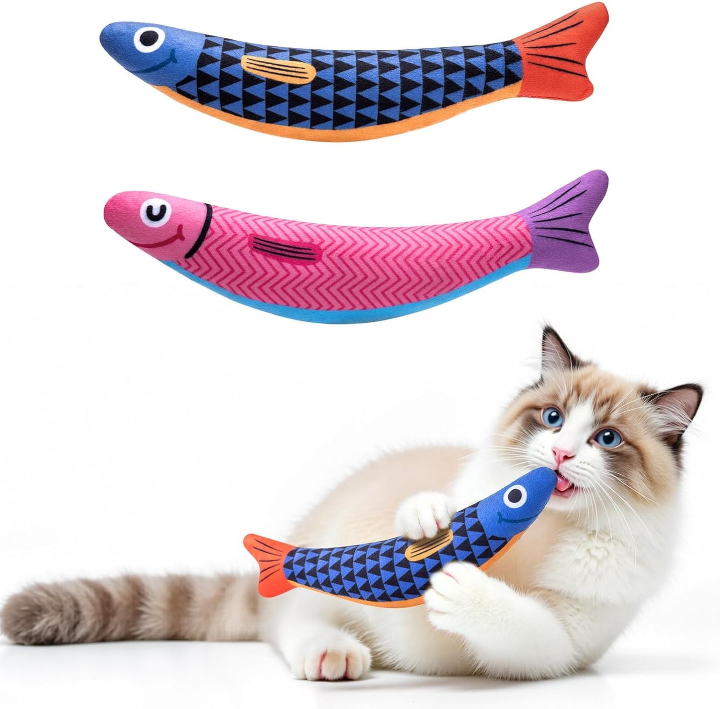 The CrinkleFin Kick Toy - Cat Toys With [5000Mg A+Natural Catnip &Silvervine] [Baby Grade] Soft Chew Kicker Cat Toys for Indoor Cats & Kittens