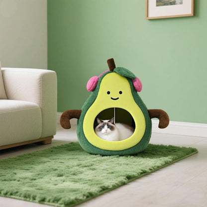 The Avo-Cuddle Cave - Cute Cat Beds for Indoor Cats- Soft Washable Pet Beds - Funny Avocado Cat Cave
