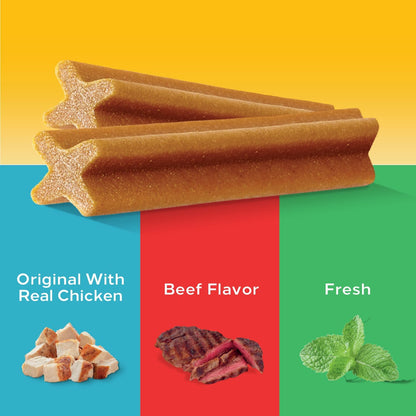 Dentastix Large Dog Treats, Original, Beef & Fresh, 2.73 Lb. Variety Pack (51 Treats Total)