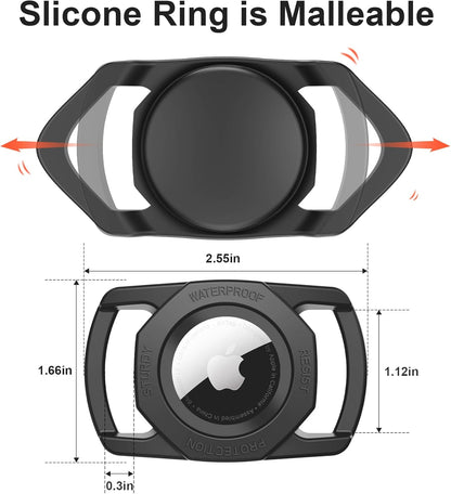 Airtag Holder for Dog Collar, [1 Pack] Waterproof Dog Collar Airtag Holder, Soft Silicone Full-Body Protective Anti-Lost Air Tag Case, Ultra-Durable, Easy Installation, Lightweight, Black